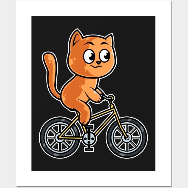 Cat Bicycle Cyclist Cycling graphic Wall Art by theodoros20